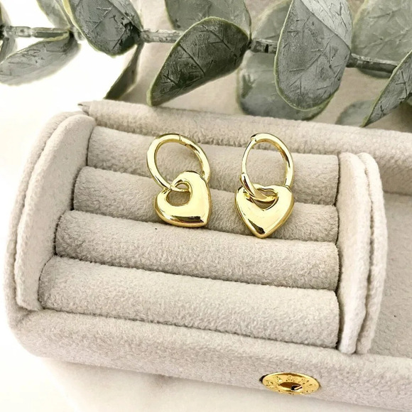 925 Sterling Silver Dainty Heart Huggie Earrings Small Hoop Earrings - Picture 2 of 5